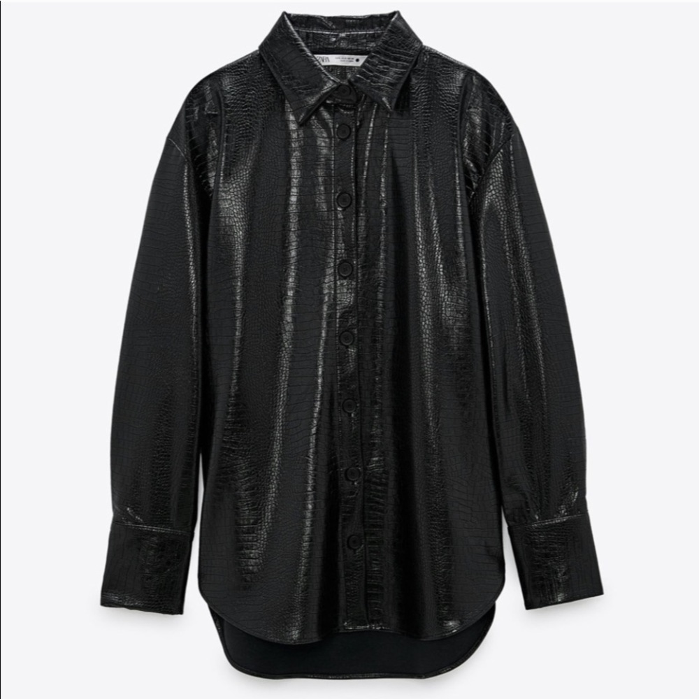 ZARA new unworn black faux leather overshirt